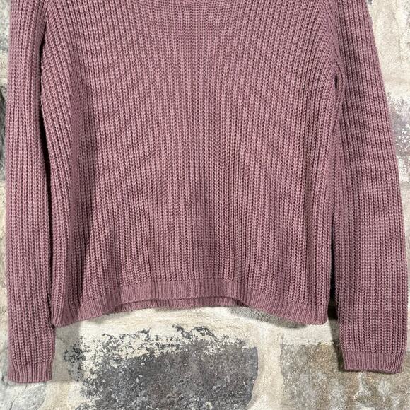Say What Sweater Purple Peephole Cable Knit Woman's Size Medium Neutral - Picture 3 of 10